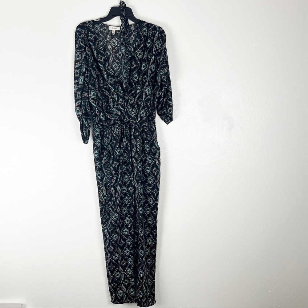 ANTHROPOLOGIE Elevenses Dacey Belted Waist Long Sleeves Tapered Leg Jumpsuit